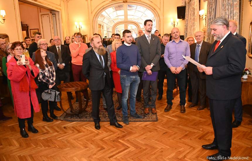 Prijem u Aero klubu, govor Jevđe Jevđevića