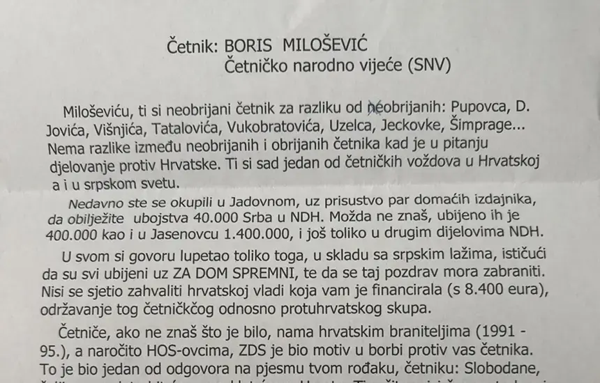 boris milosevic pismo